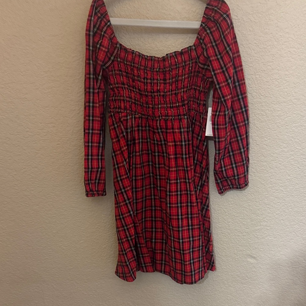 Old Navy Red Plaid Dress with Long Sleeves